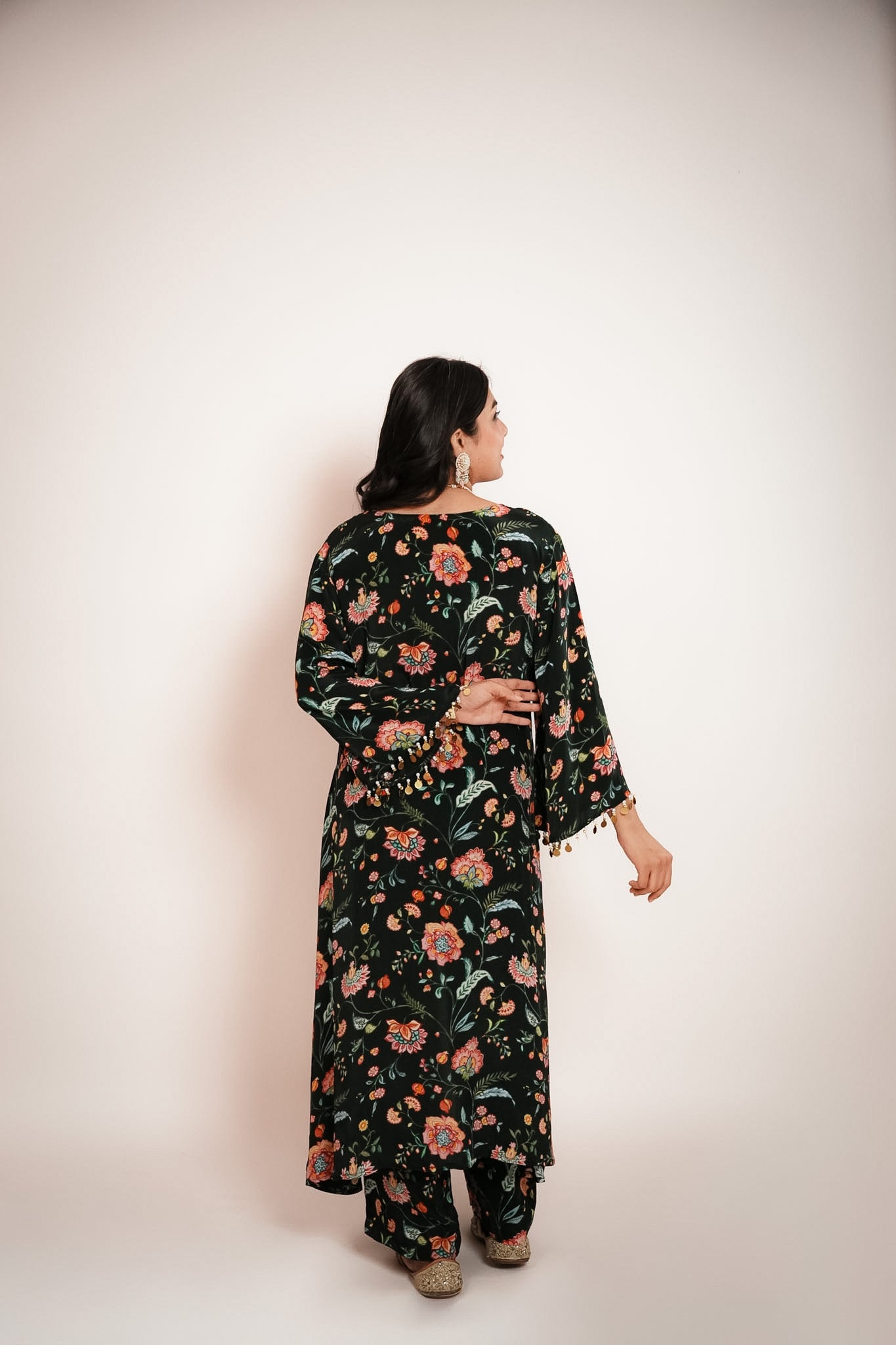 Bottle green chintz kurta set