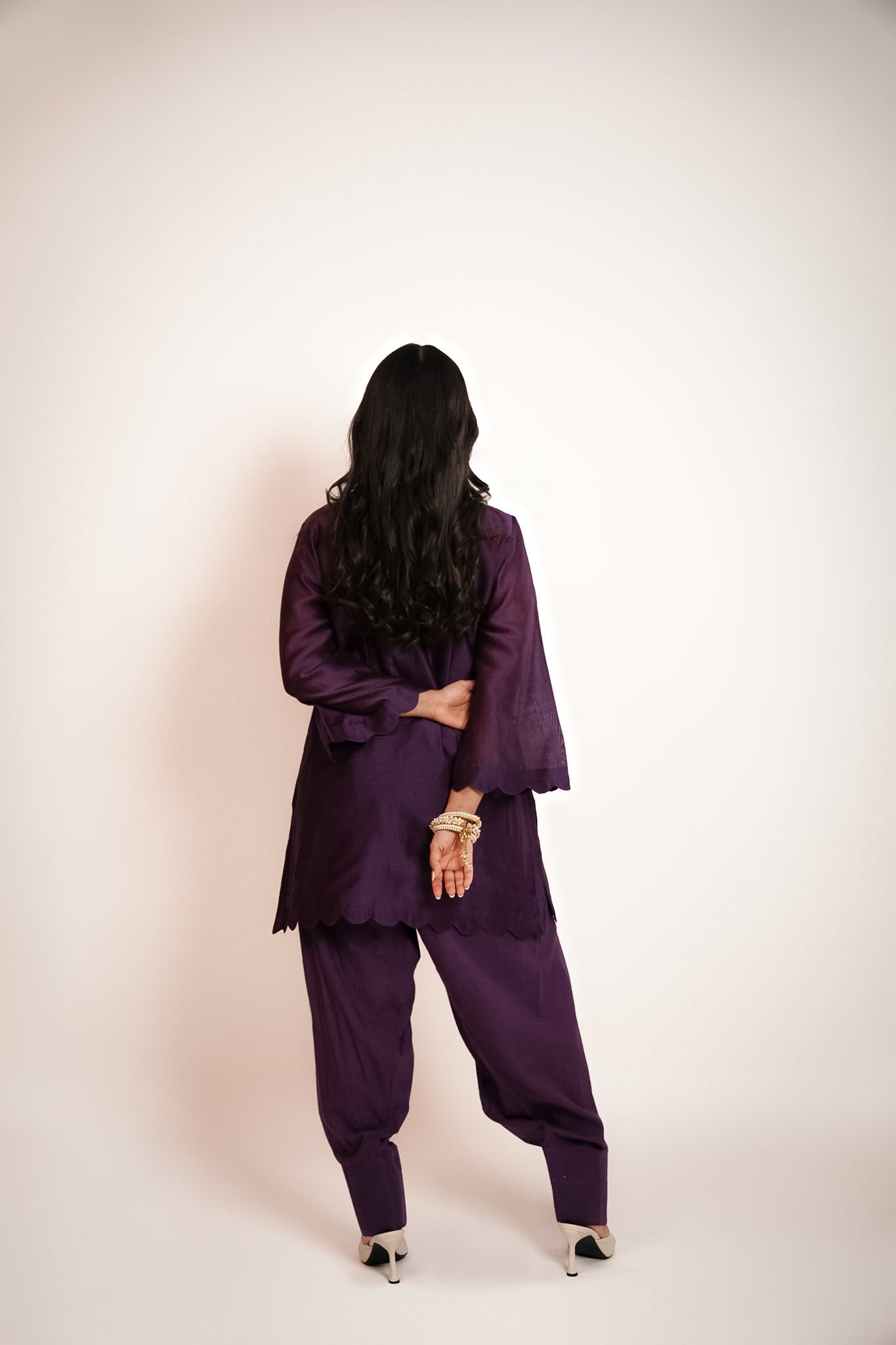Purple embroidered farshi set