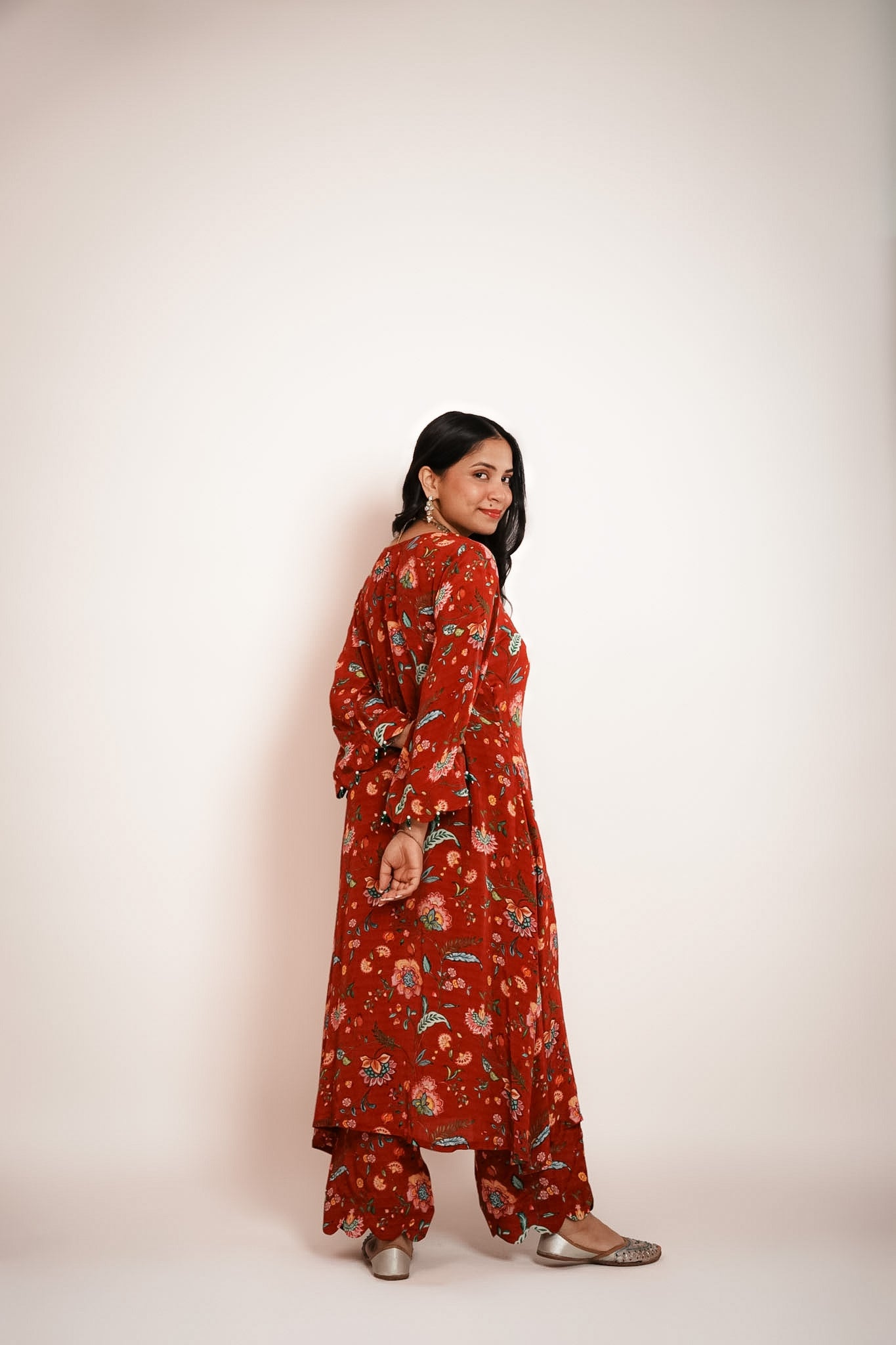 Red chintz kurta set