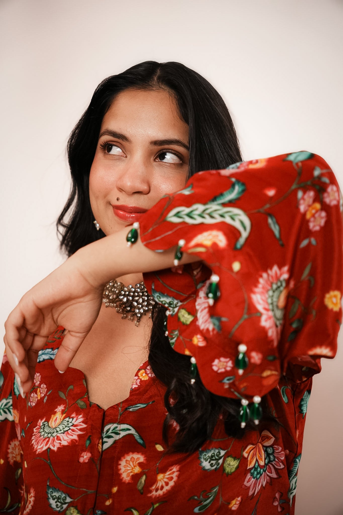 Red chintz kurta set