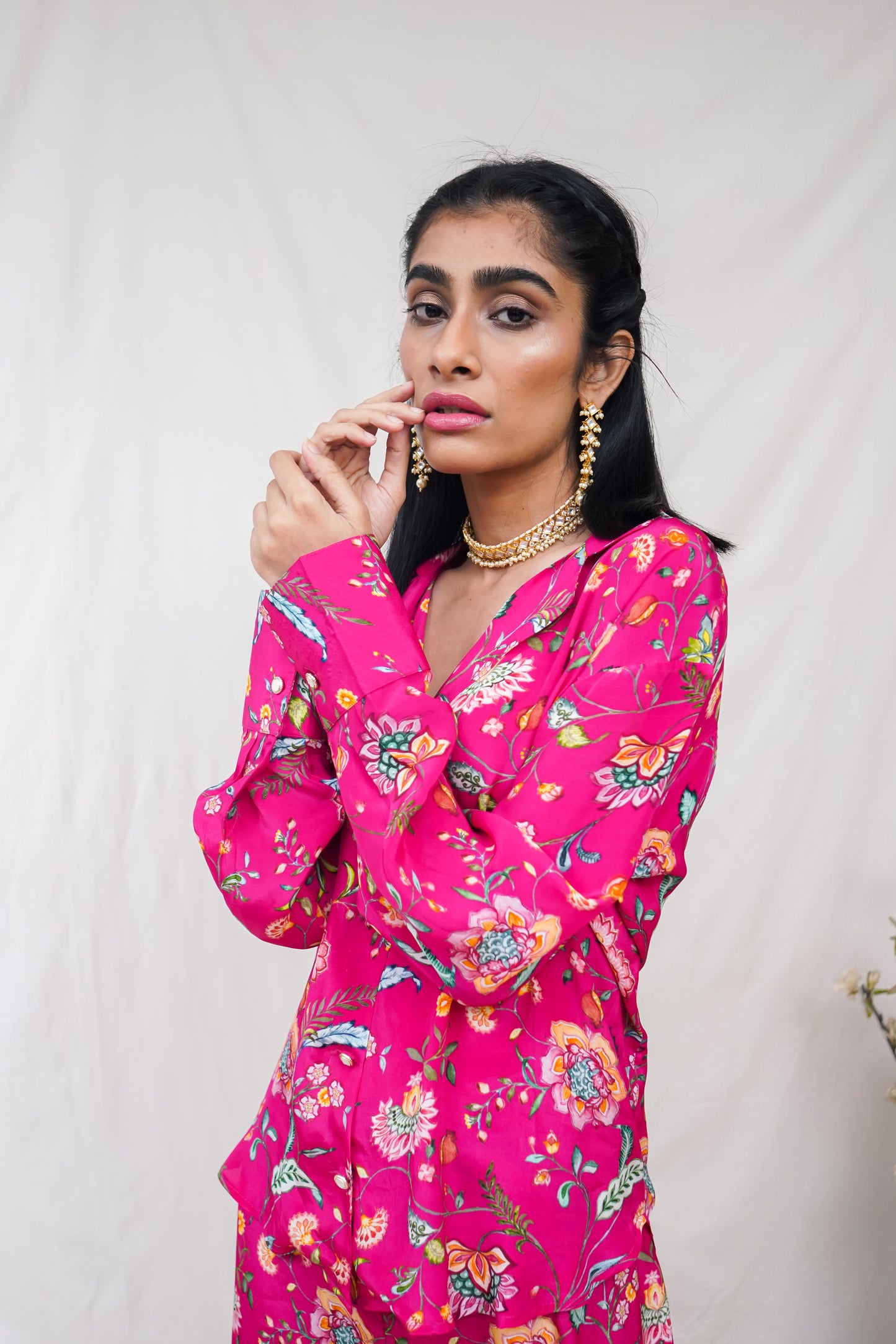 pink high low blouse