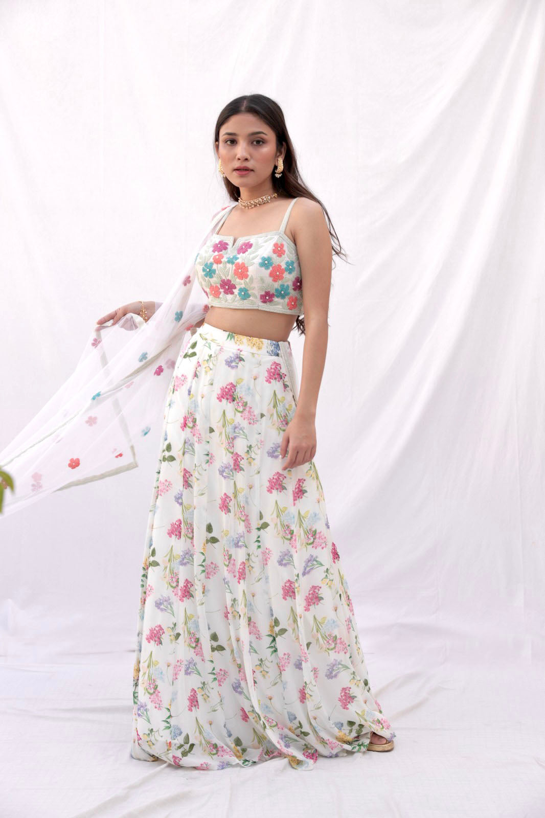 Forest Green Floral Lehenga Set Design by Kalista at Pernia's Pop Up Shop  2023